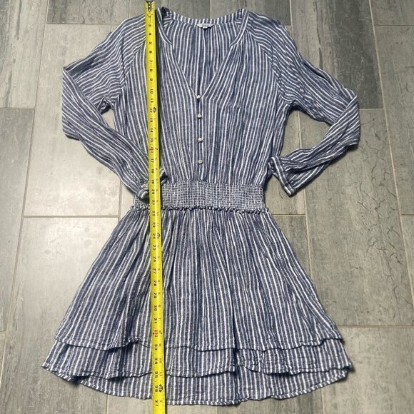 Rails Jasmine Linen Blend Drop Elastic Waist Dress Tibet Stripe Size Medium - Picture 8 of 14